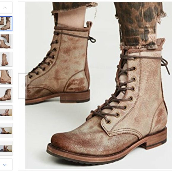 FRYE Veronica Combat Leather Boots - Picture 1 of 2